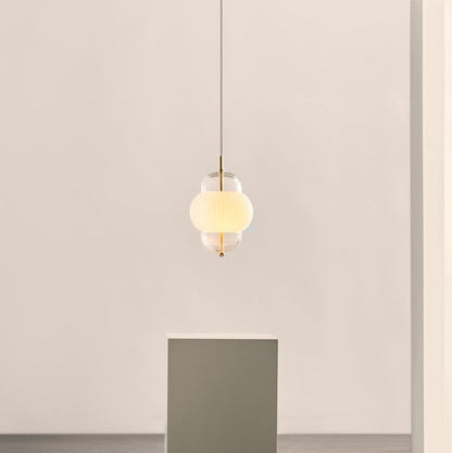 Design by Us - Shahin Table Lamp Mouth Blown Clear and Rippled Opal Glass